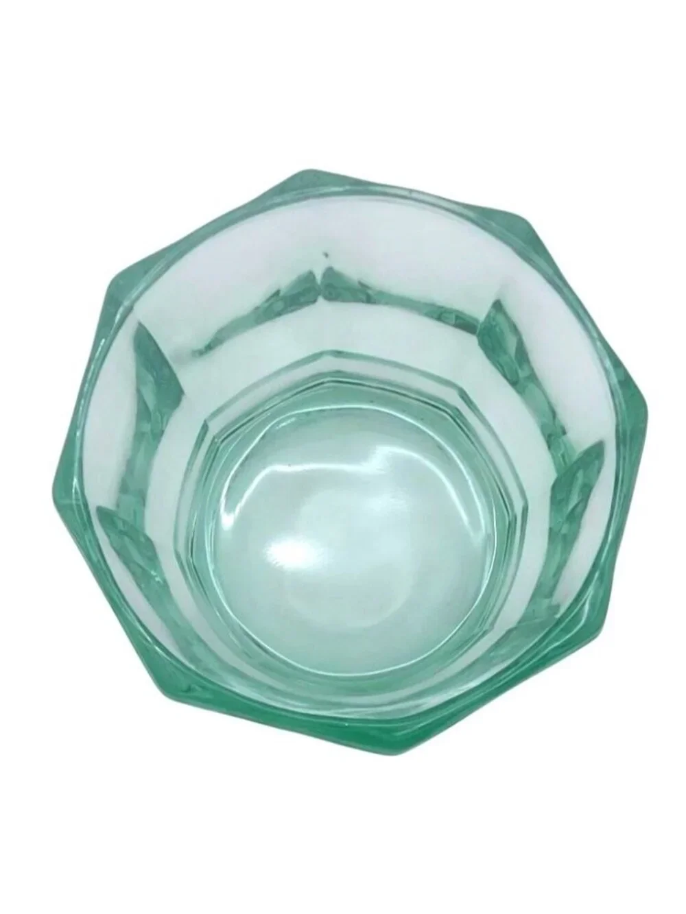 Indiana Glass Candy Dish Light Green Octagonal Concord MCM Art Deco Vintage